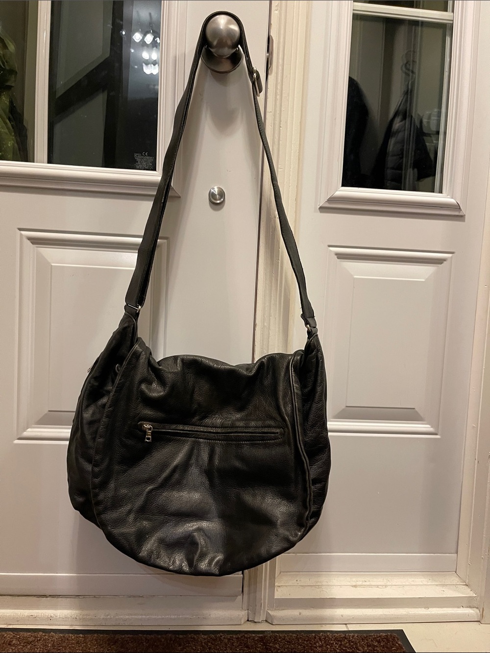 RUDSAK Black Leather Shoulder Hobo Bag